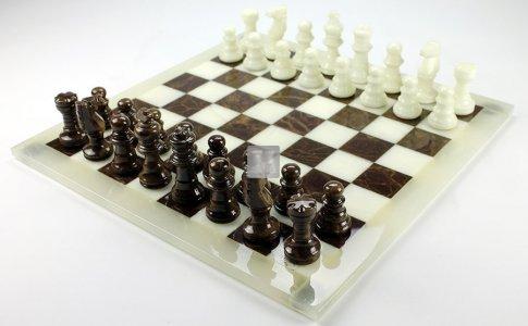 Alabaster Chess Set brown/white cm 26x26