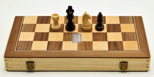 Wooden chess board, magnetic, foldable - 38x38 cm